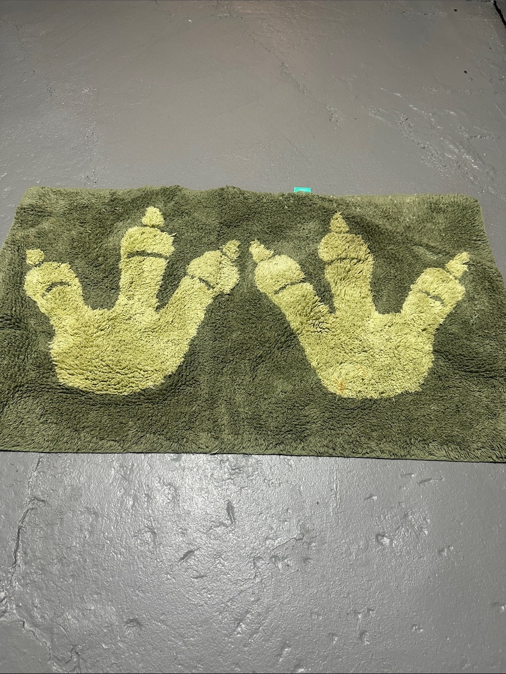 Pillowfort Olive Green Bath Mat with Light Green Dino Prints